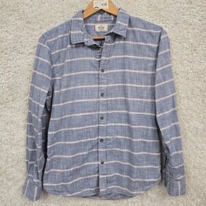 Marine Layer Shirt Men's Medium Blue White Striped‎ Cotton Button Front Casual